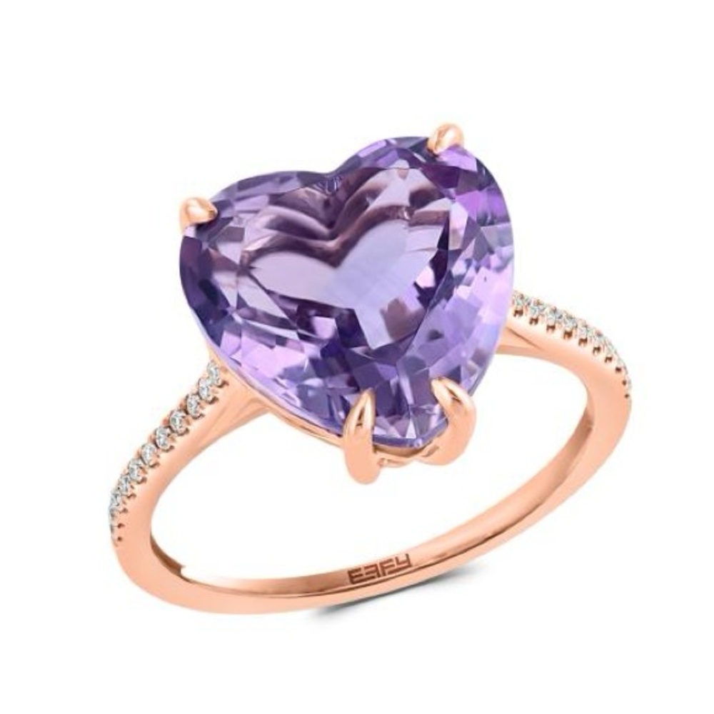Effy 14K Rose Gold, Amethyst Diamond Heart Ring
